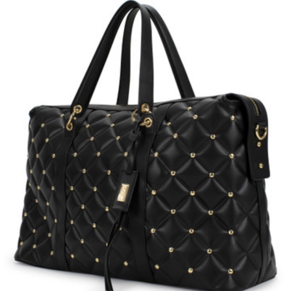 Badgley Mischka Handbags - Badgley Mischka Black Quilted Tote with Gold Stud Detailing